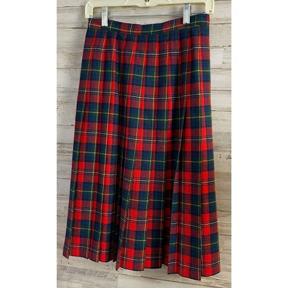Pendleton Boyd Tartan Red & Green Wool Pleated Skirt Size 10 P Made In USA Women - Picture 3 of 5